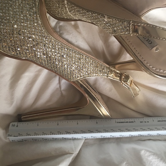 GUESS sparkly gold sling back heels - Picture 5 of 5